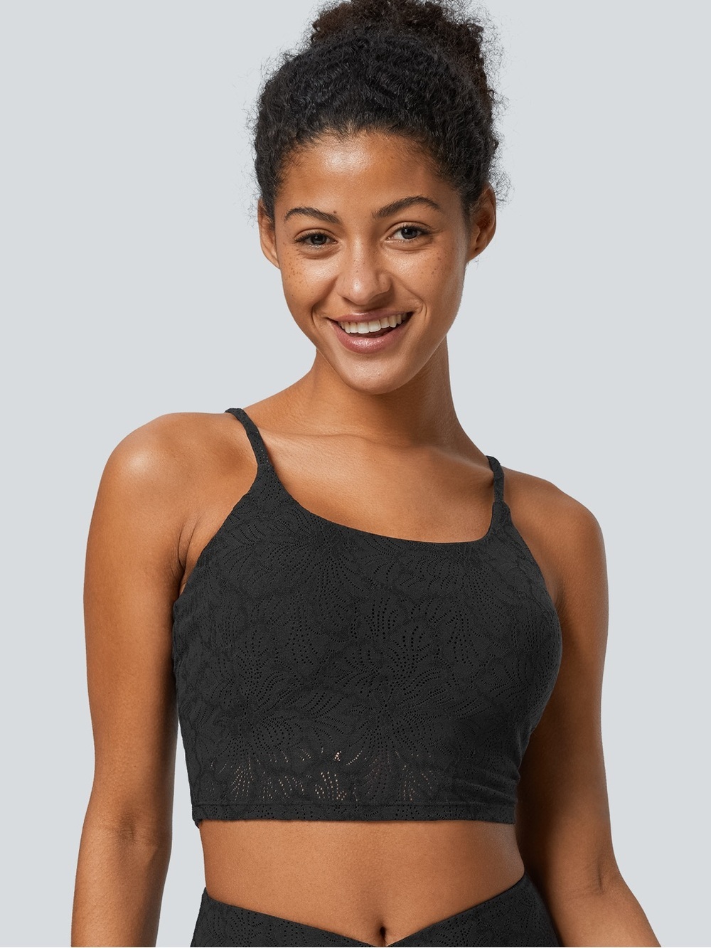 Halara Low Support Lace Overlay Cropped Yoga Sports Bra medium